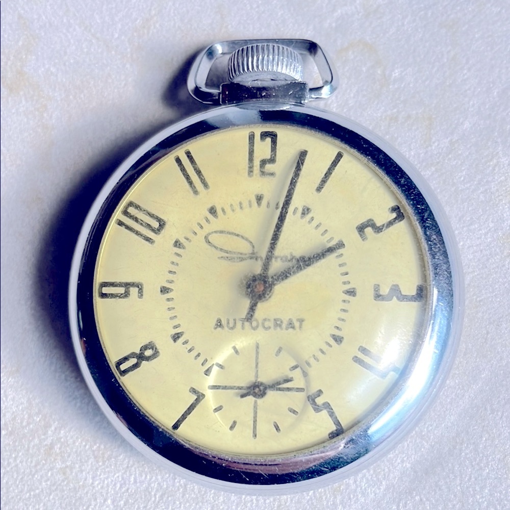 Ingraham Autocrat Pocket Watch Vintage Model # GW-22A Working Condition Tested
